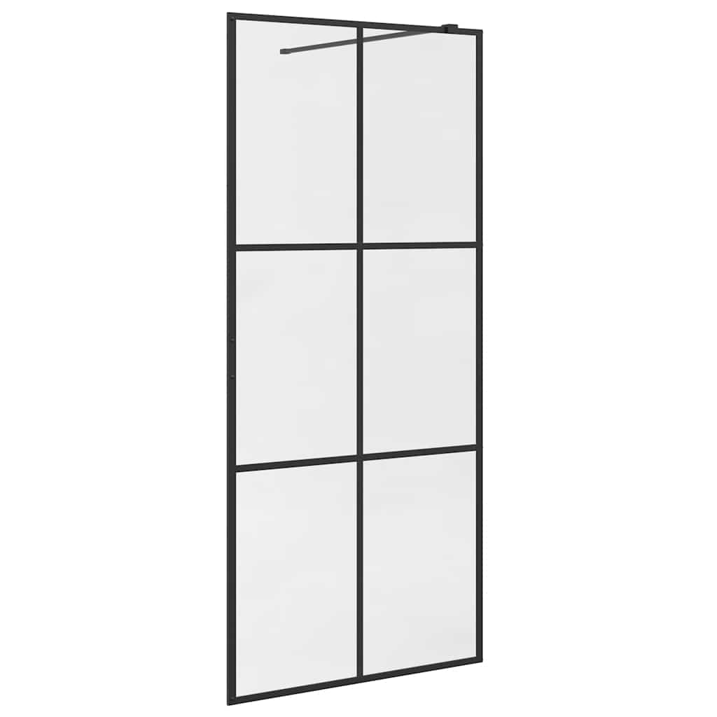 Vidaxl begehete Duschwand 90x195 cm ESG-Glas transparent und schwarz