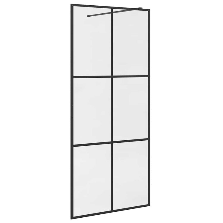 Vidaxl begehete Duschwand 90x195 cm ESG-Glas transparent und schwarz