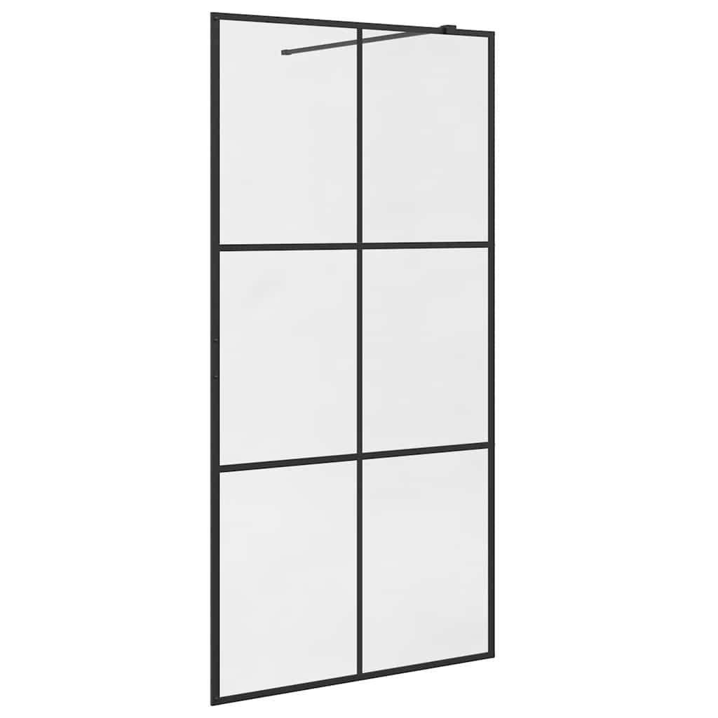 Vidaxl begehete Duschwand 100x195 cm ESG-Glas transparent und schwarz