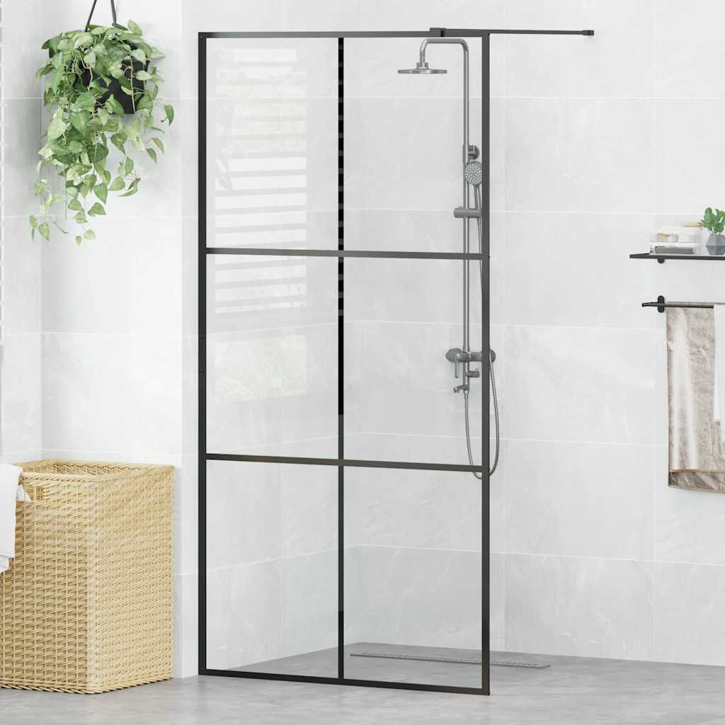 Vidaxl begehete Duschwand 100x195 cm ESG-Glas transparent und schwarz