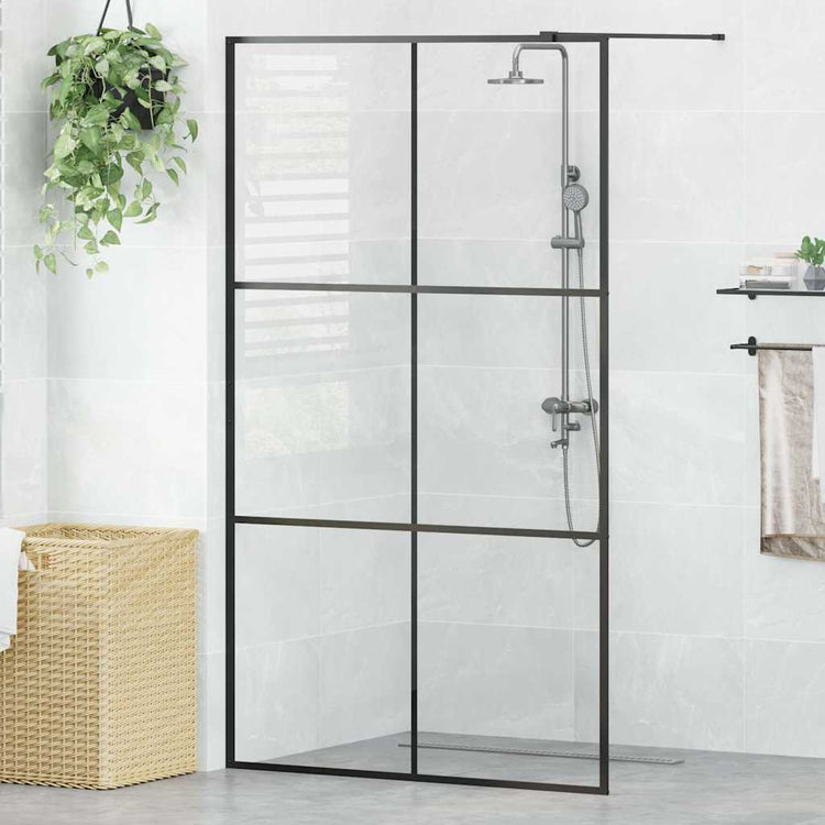 Vidaxl begehete Duschwand 115x195 cm ESG-Glas transparent und schwarz
