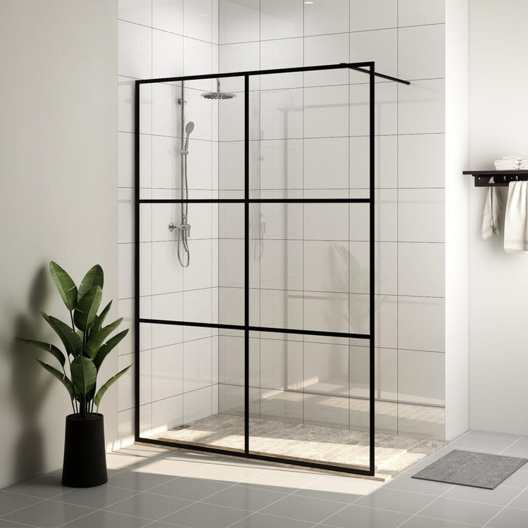 Vidaxl begehete Duschwand 140x195 cm ESG-Glas transparent und schwarz