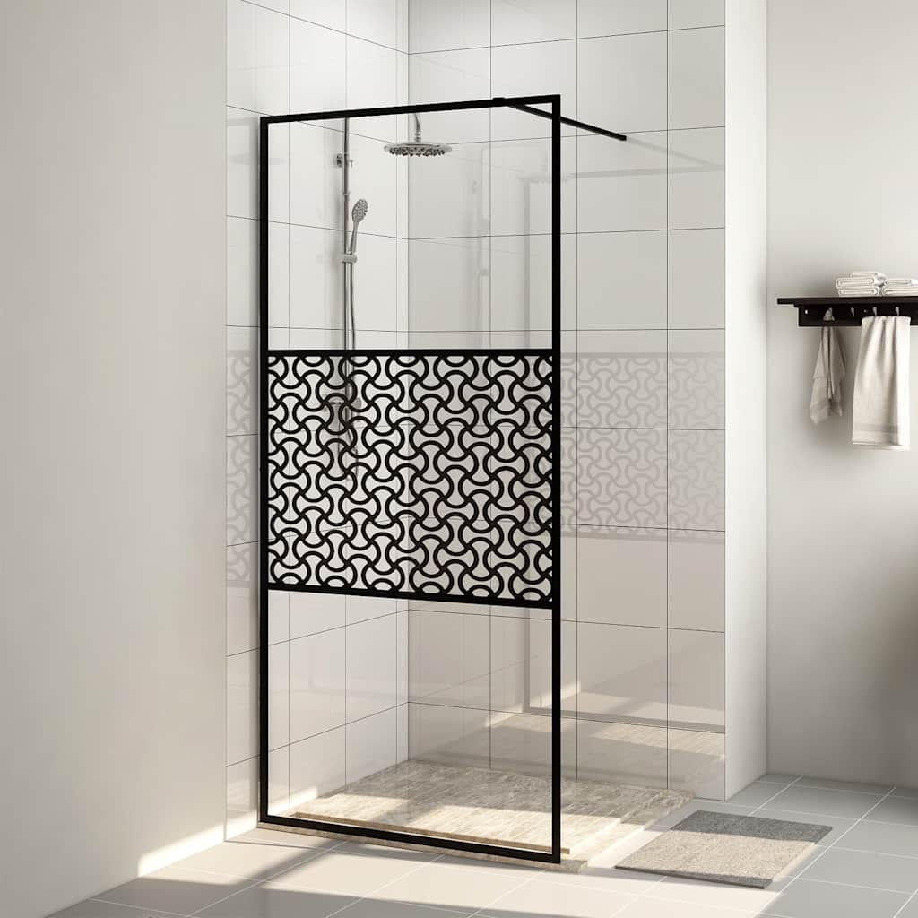 Vidaxl Walk-in Duschwand 80x195 cm ESG-Glas transparent und schwarz