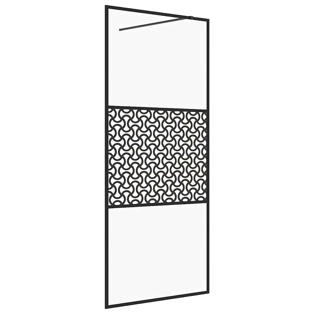 Vidaxl begehete Duschwand 100x195 cm ESG-Glas transparent und schwarz