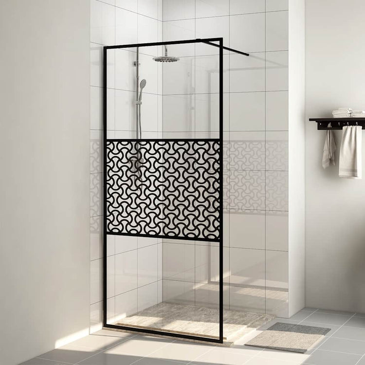 Vidaxl begehete Duschwand 100x195 cm ESG-Glas transparent und schwarz