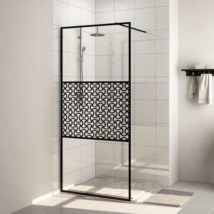 Vidaxl begehete Duschwand 115x195 cm ESG-Glas transparent und schwarz