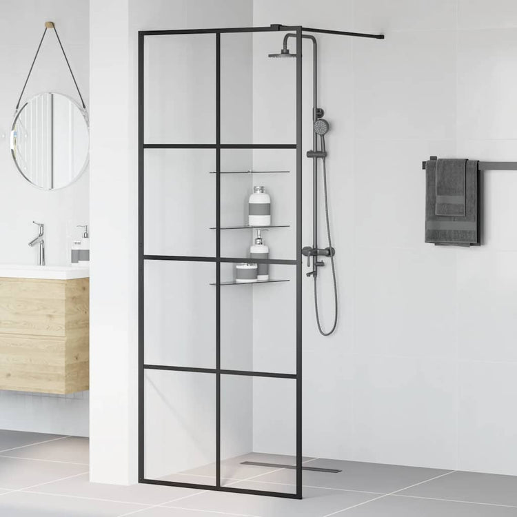 Vidaxl Walk-in Duschwand 80x195 cm ESG-Glas transparent und schwarz