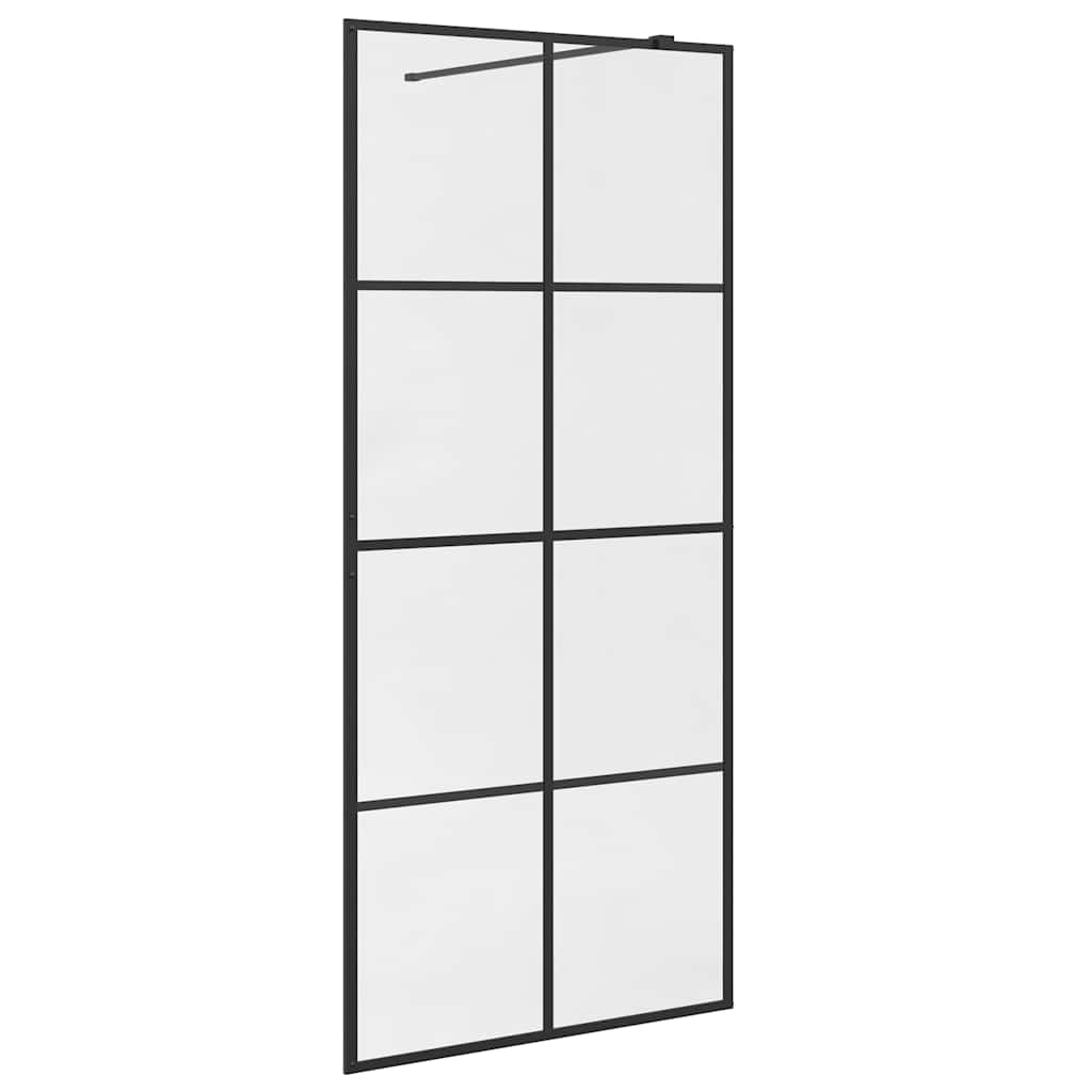 Vidaxl begehete Duschwand 90x195 cm ESG-Glas transparent und schwarz