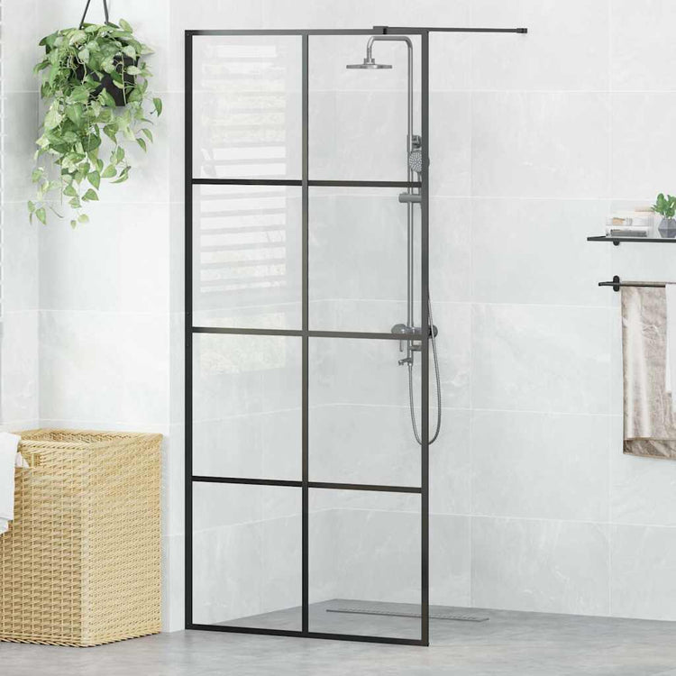 Vidaxl begehete Duschwand 90x195 cm ESG-Glas transparent und schwarz