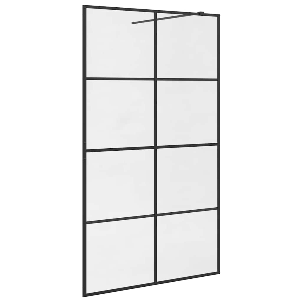 Vidaxl begehete Duschwand 115x195 cm ESG-Glas transparent und schwarz