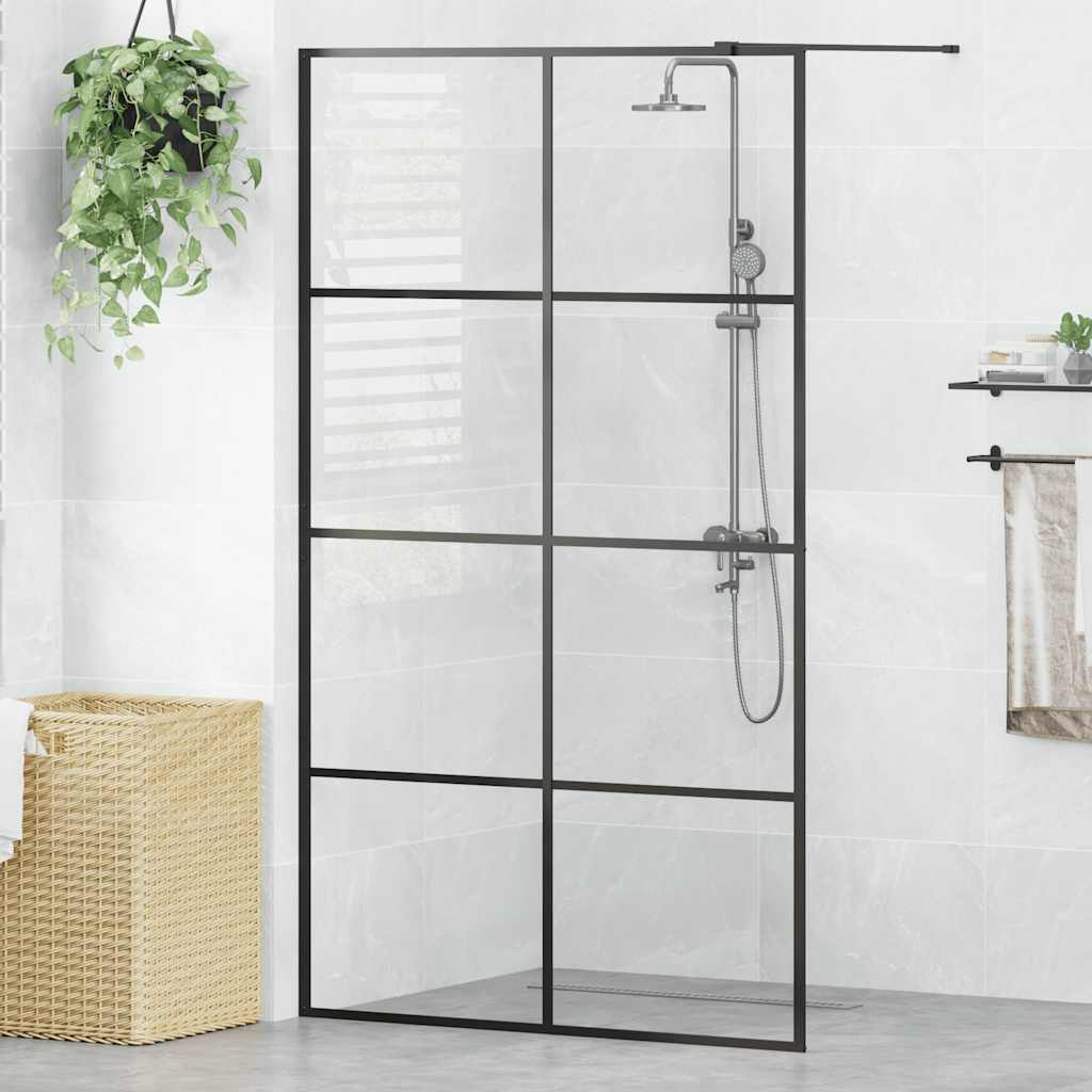 Vidaxl begehete Duschwand 115x195 cm ESG-Glas transparent und schwarz