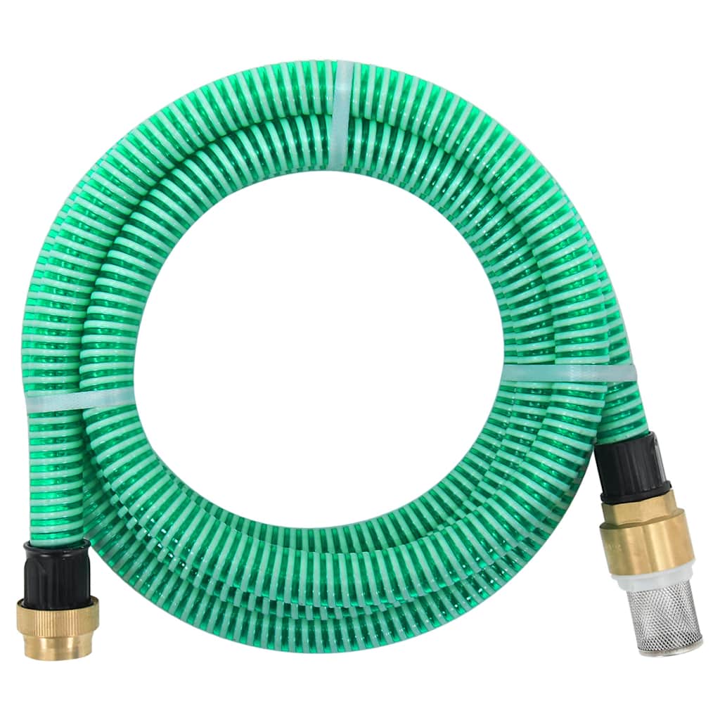 Vidaxl -Saugschlauch mit Messingkupplungen 1,1 '' 5 m PVC Green