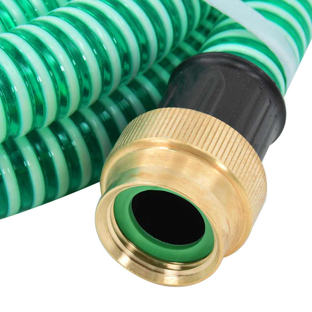 Vidaxl -Saugschlauch mit Messingkupplungen 1.1 '' 15 m PVC Grün