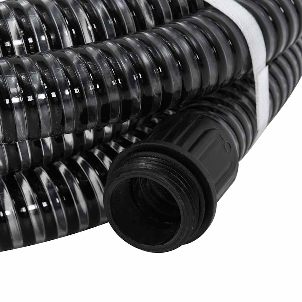 Vidaxl -Saugschlauch mit Messingkupplungen 1.1 '' 4 m PVC Schwarz