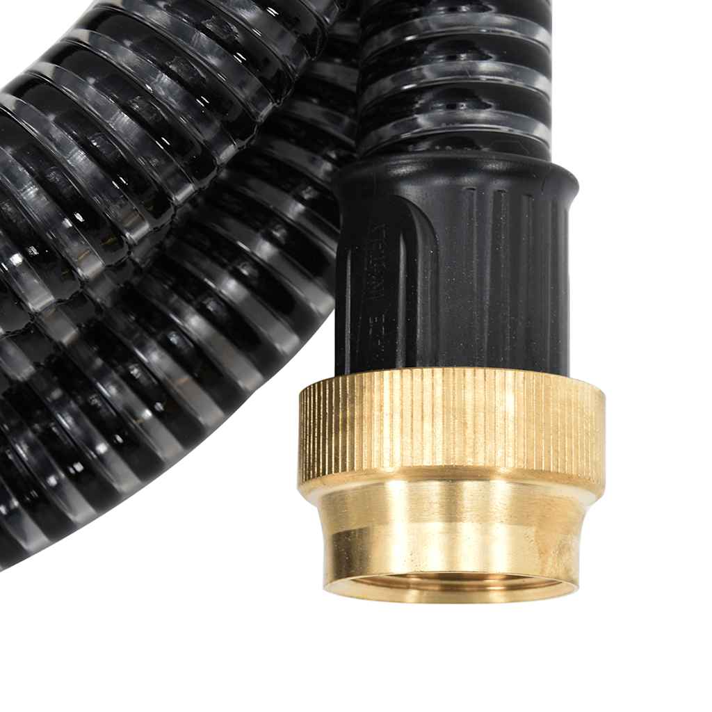 Vidaxl -Saugschlauch mit Messingkupplungen 1.1 '' 5 m PVC Schwarz