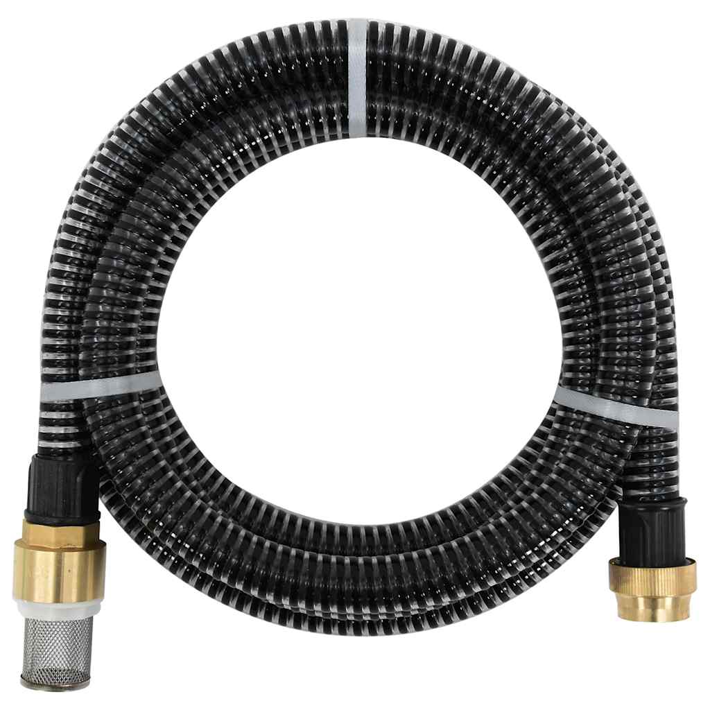 Vidaxl -Saugschlauch mit Messingkupplungen 1.1 '' 10 m PVC Schwarz