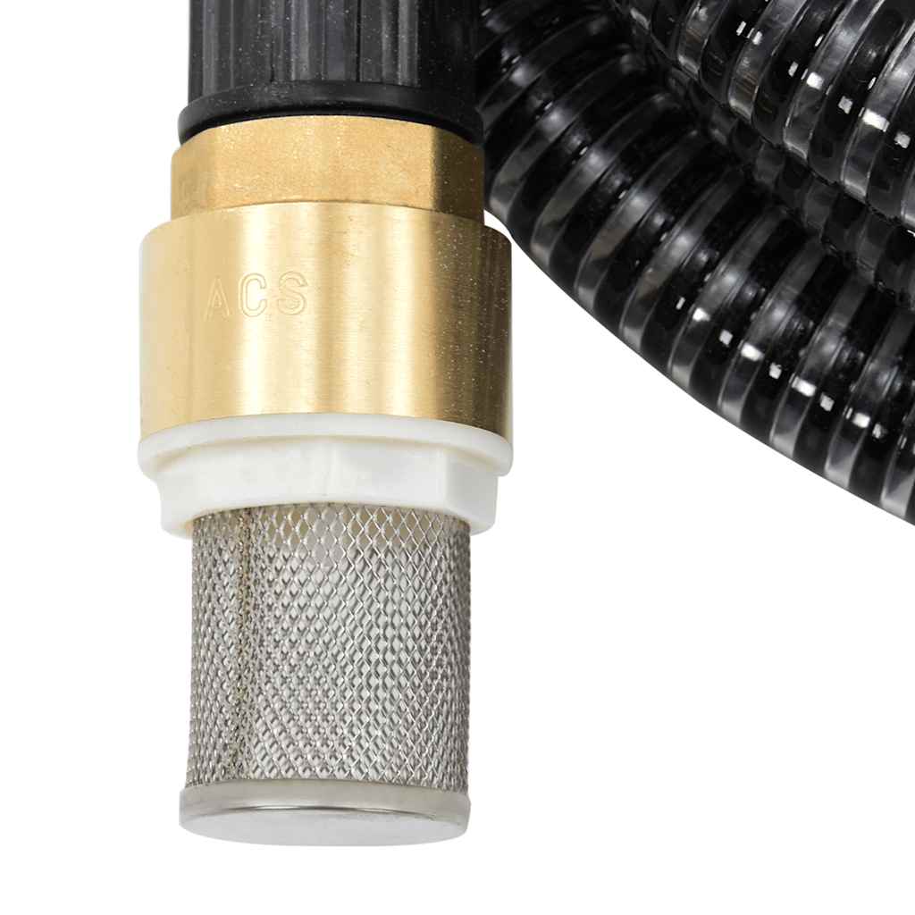 Vidaxl -Saugschlauch mit Messingkupplungen 1.1 '' 15 m PVC Schwarz