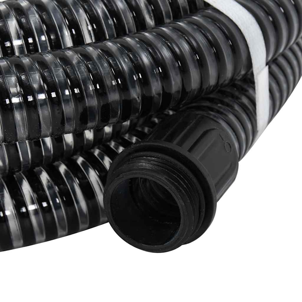 Vidaxl -Saugschlauch mit Messingkupplungen 1.1 '' 15 m PVC Schwarz
