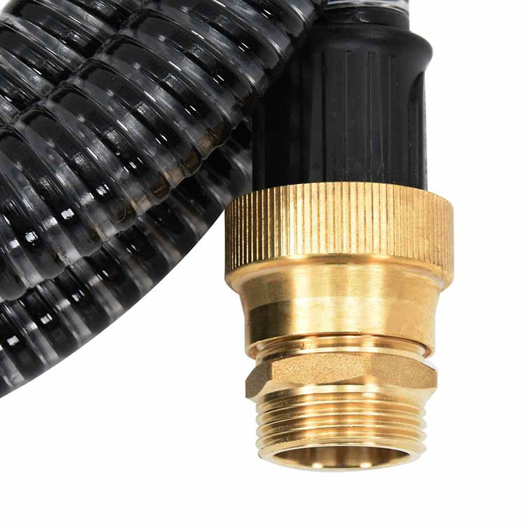 Vidaxl -Saugschlauch mit Messingkupplungen 1.1 '' 15 m PVC Schwarz