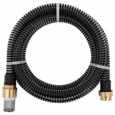 Vidaxl -Saugschlauch mit Messingkupplungen 1,1 '' 20 m PVC Schwarz