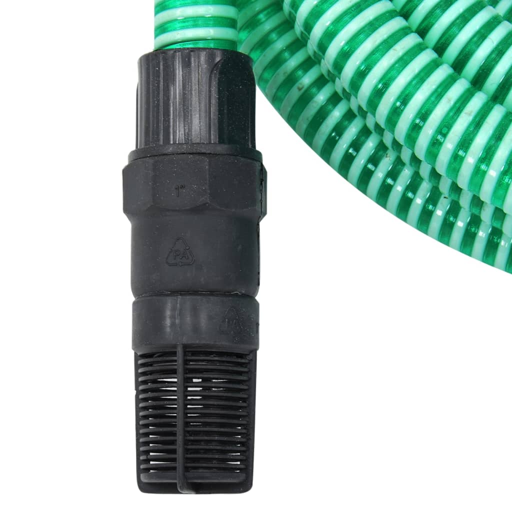 Vidaxl -Saugschlauch mit PVC -Kopplungen 1.1 '' 7 m PVC Grün