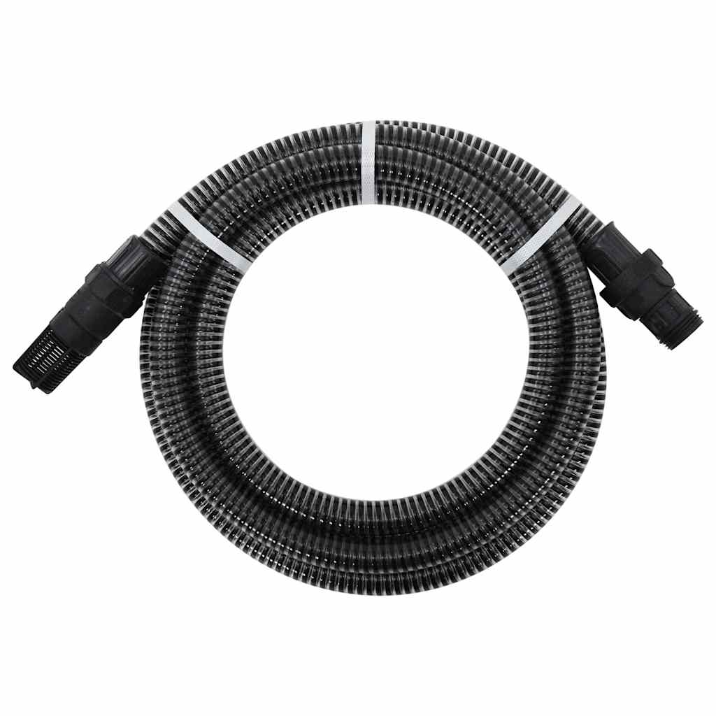 Vidaxl -Saugschlauch mit PVC -Kopplungen 1.1 '' 4 m PVC Schwarz