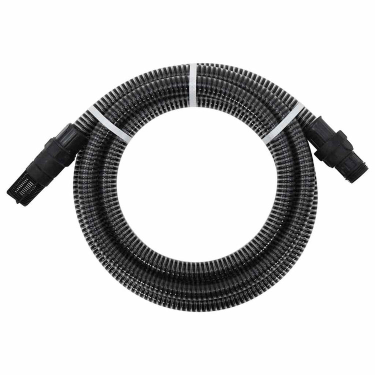 Vidaxl -Saugschlauch mit PVC -Kupplungen 1,1 '' 10 m PVC Schwarz