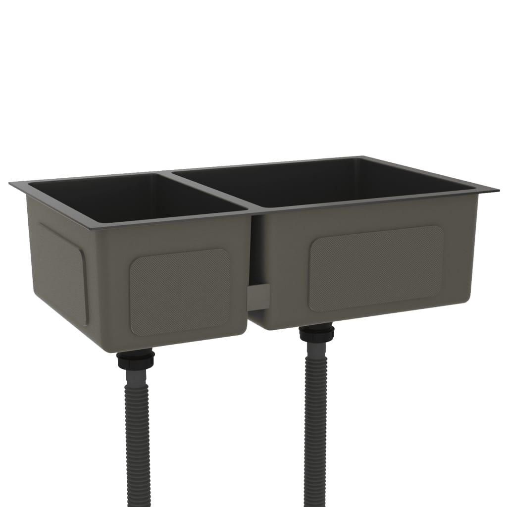 Vidaxl Spüle Edelstahl schwarz