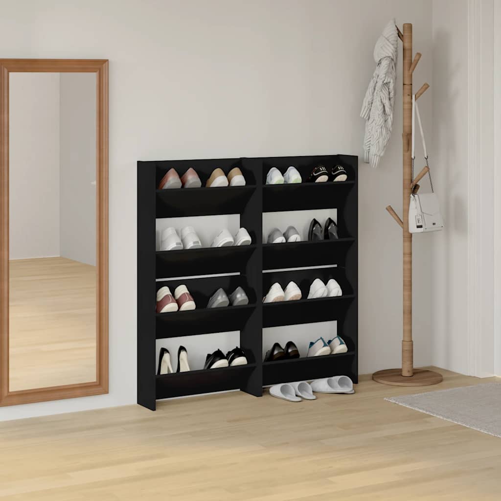 Vidaxl Wandschuhschränke 4 Stcs 60x18x60 cm propertiertes Holz schwarz