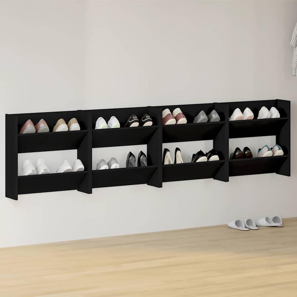 Vidaxl Wandschuhschränke 4 Stcs 60x18x60 cm propertiertes Holz schwarz