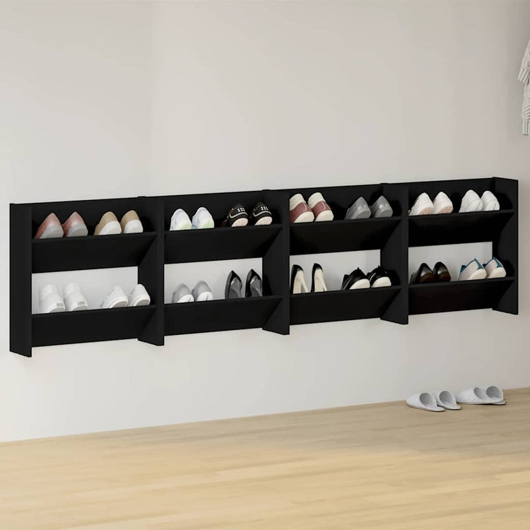 Vidaxl Wandschuhschränke 4 Stcs 60x18x60 cm propertiertes Holz schwarz