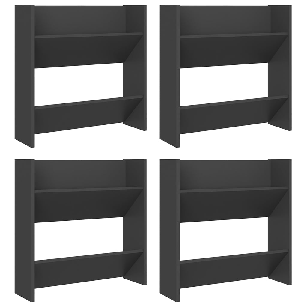 Vidaxl Wandschuhschränke 4 Stcs 60x18x60 cm verarbeitetes Holzgrau