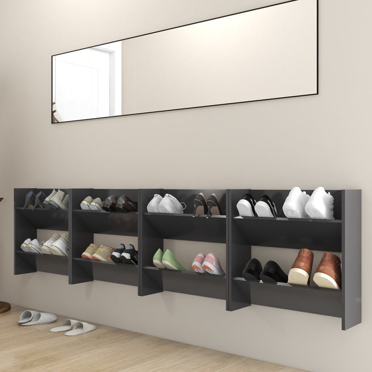 Vidaxl Wandschuhschränke 4 Stcs 60x18x60 cm verarbeitetes Holzgrau