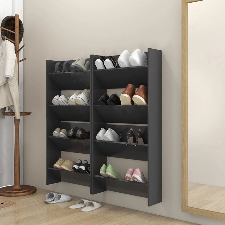 Vidaxl Wandschuhschränke 4 Stcs 60x18x60 cm verarbeitetes Holzgrau