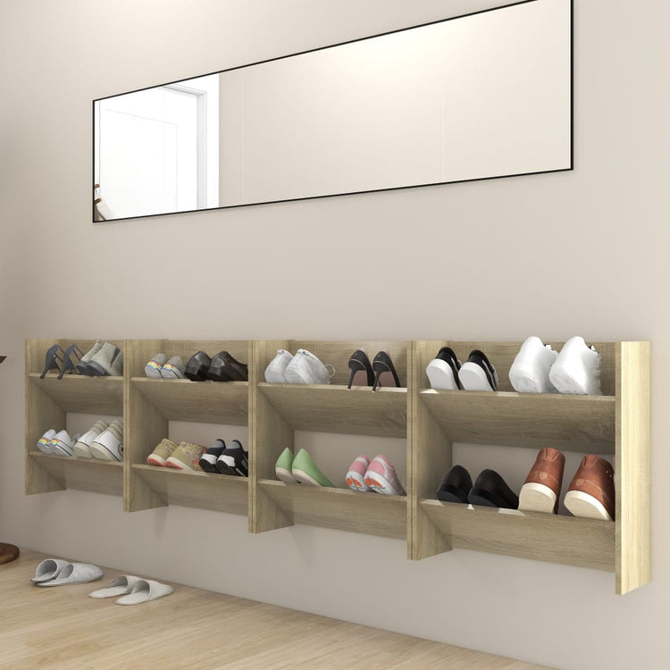Vidaxl Wandschuhschränke 4 Stcs 60x18x60 cm verarbeitetes Holz Sonoma Eiche