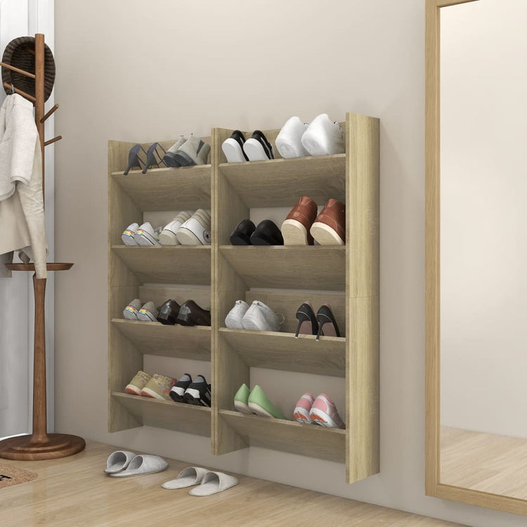 Vidaxl Wandschuhschränke 4 Stcs 60x18x60 cm verarbeitetes Holz Sonoma Eiche
