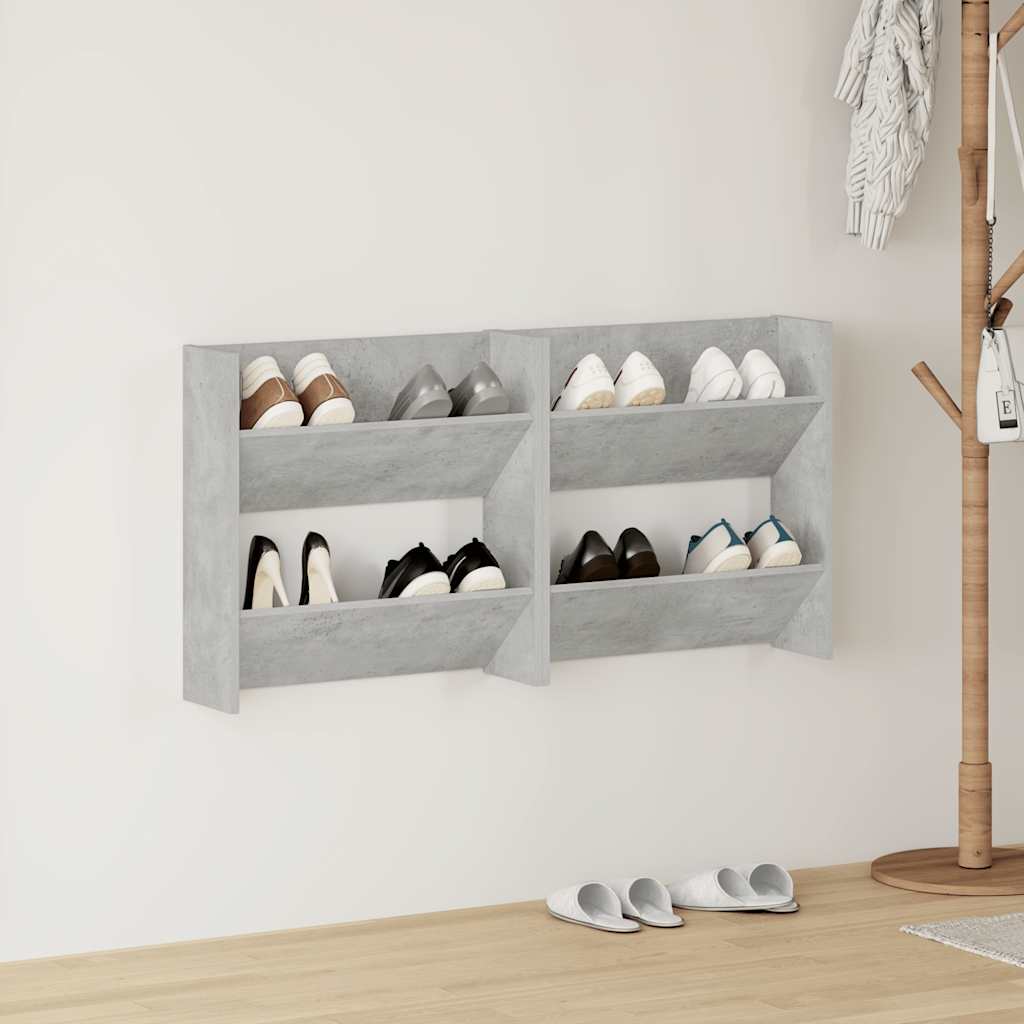 Vidaxx Wandschuhschränke 2 Stk. 60x18x60 cm Spanplatte betongrau