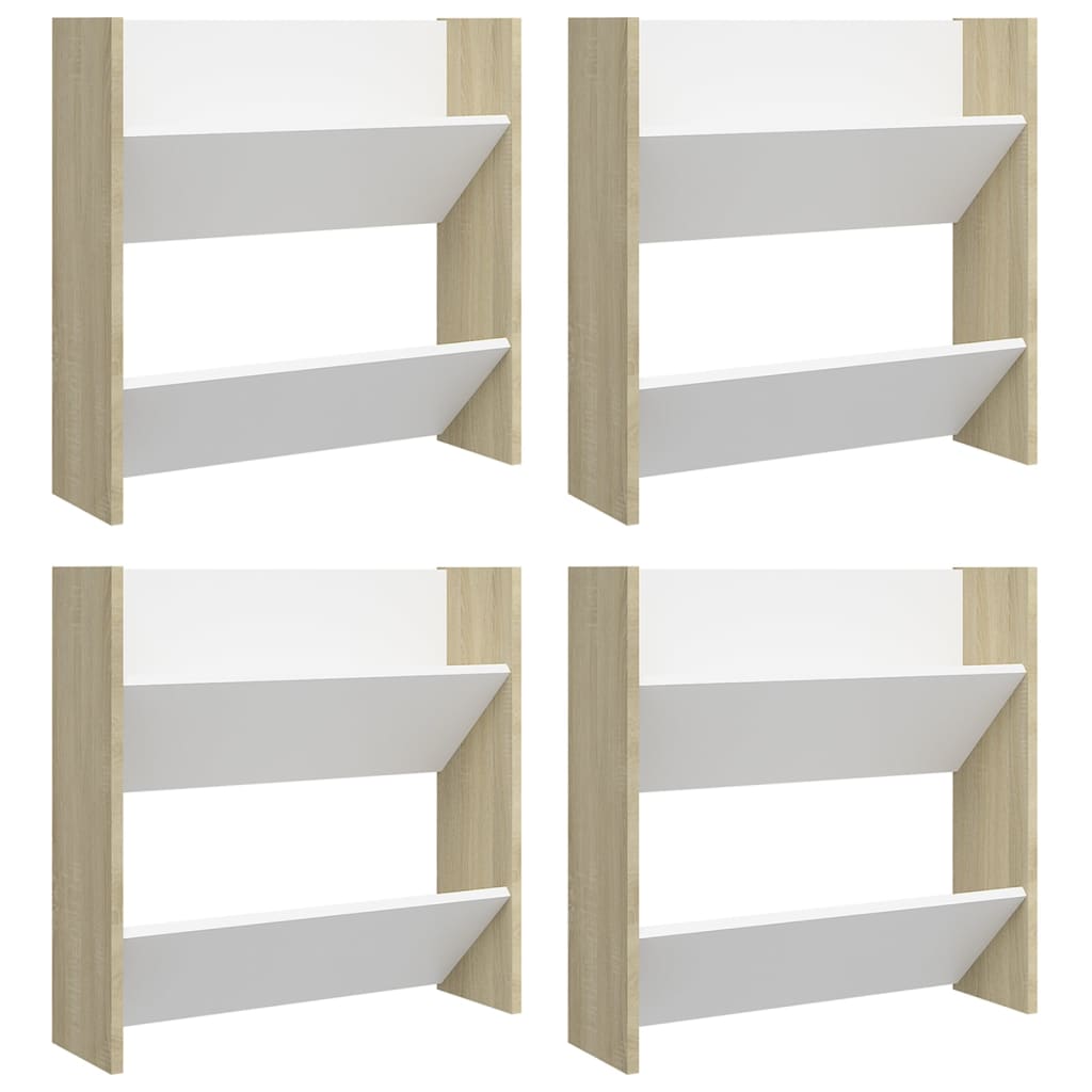 Vidaxl Wandschuhschränke 4 St 60x18x60 cm Holz weiße Sonoma -Eiche