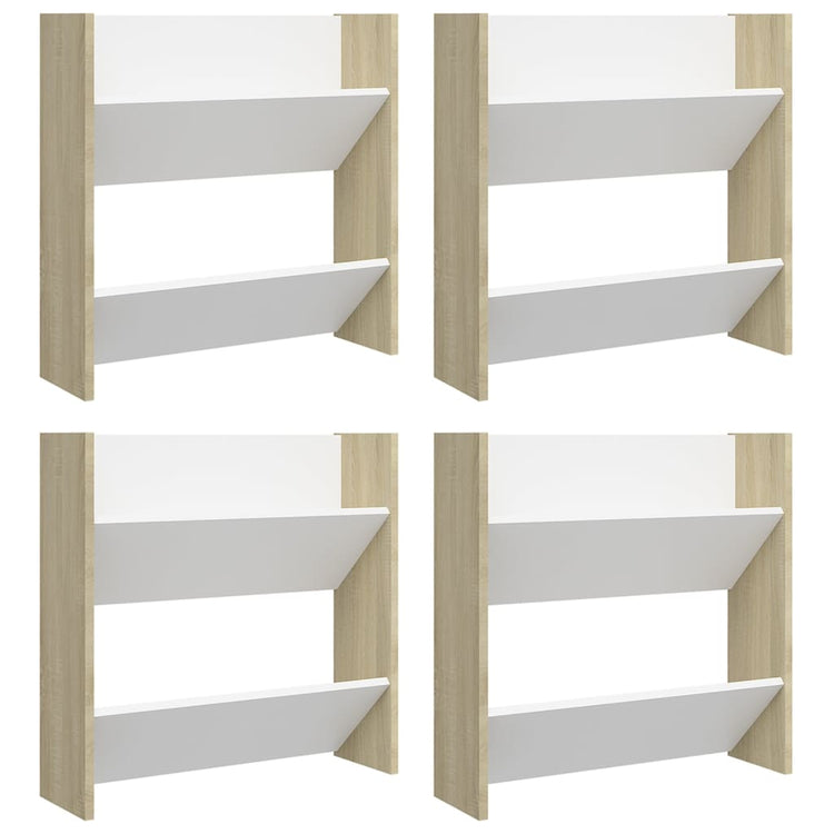Vidaxl Wandschuhschränke 4 St 60x18x60 cm Holz weiße Sonoma -Eiche