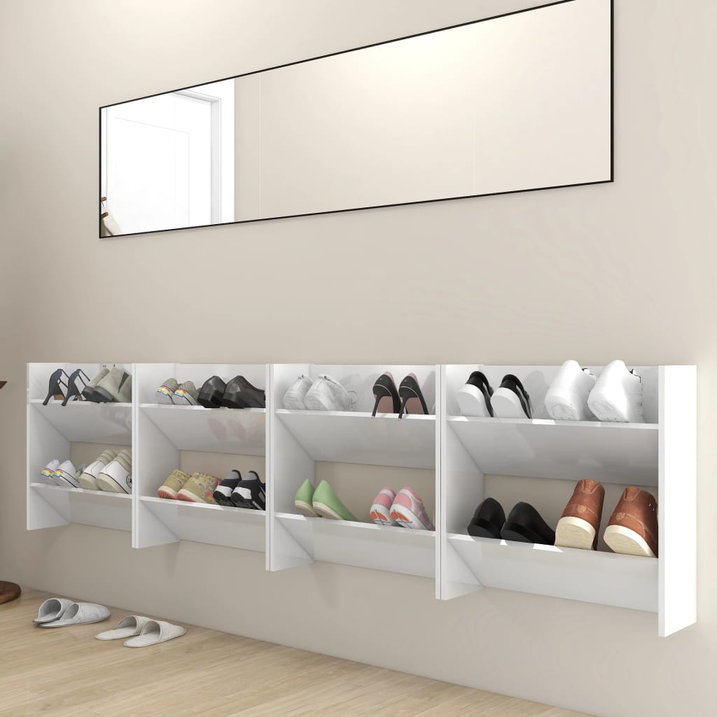 Vidaxl -Wandschuhschränke 4 ST 60x18x60 cm propertiert Holz Hochglanz weiß