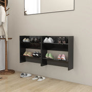 Vidaxl Wandschuhschränke 2 ST 60x18x60 cm Holz Hochglanzschwarz schwarz - afbeelding 1