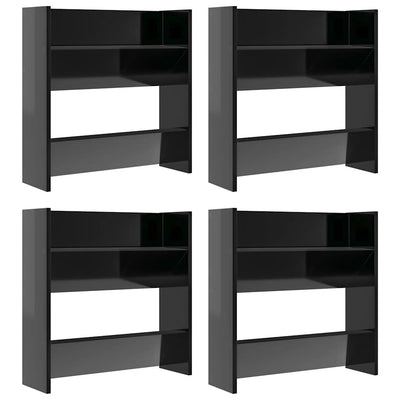 Vidaxl Wandschuhschränke 4 ST 60x18x60 cm Holz Hochglanzschwarz schwarz