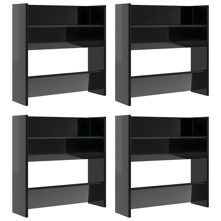 Vidaxl Wandschuhschränke 4 ST 60x18x60 cm Holz Hochglanzschwarz schwarz