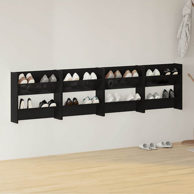 Vidaxl Wandschuhschränke 4 ST 60x18x60 cm Holz Hochglanzschwarz schwarz