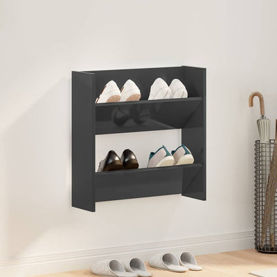 Vidaxl Wandschuhschrank 60x18x60 cm propertiertes Holz Hochglanzgrau