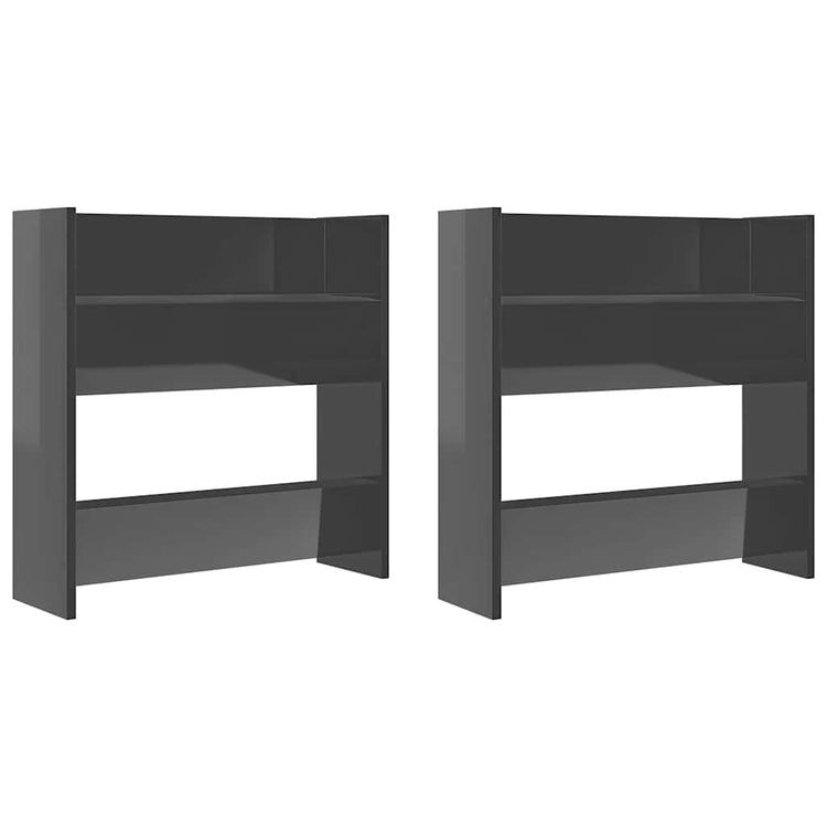 Vidaxl Wandschuhschränke 2 ST 60x18x60 cm Holz Hochglanzgrau grau