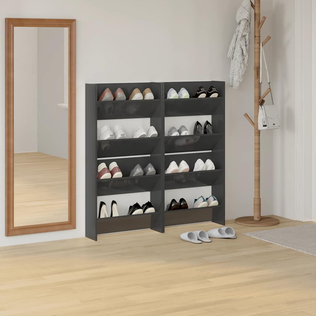 Vidaxl Wandschuhschränke 4 St 60x18x60 cm Holz Hochglanzgrau