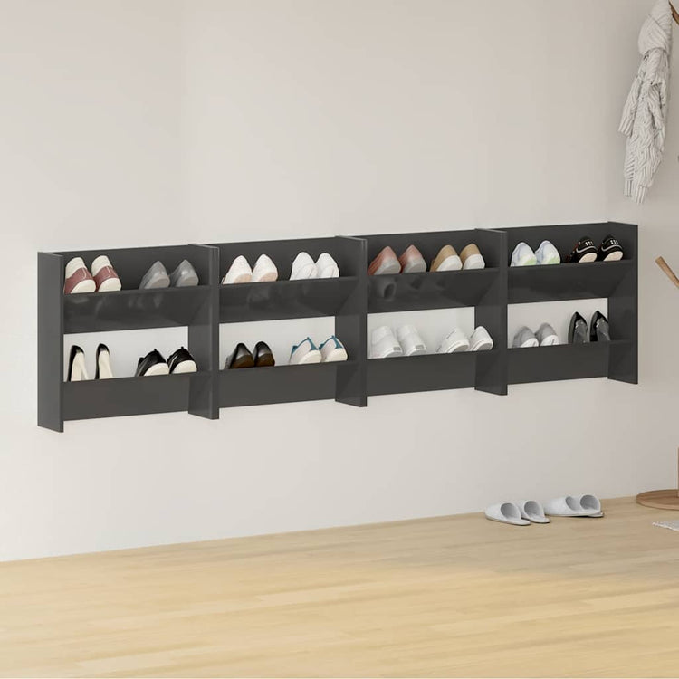 Vidaxl Wandschuhschränke 4 St 60x18x60 cm Holz Hochglanzgrau