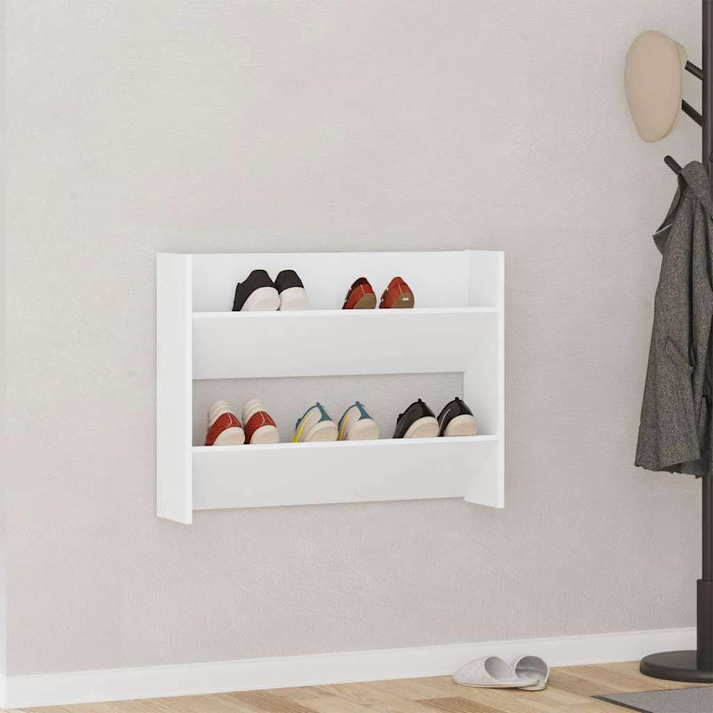 Vidaxl Wandschuhschrank 80x18x60 cm propertiertes Holz weiß