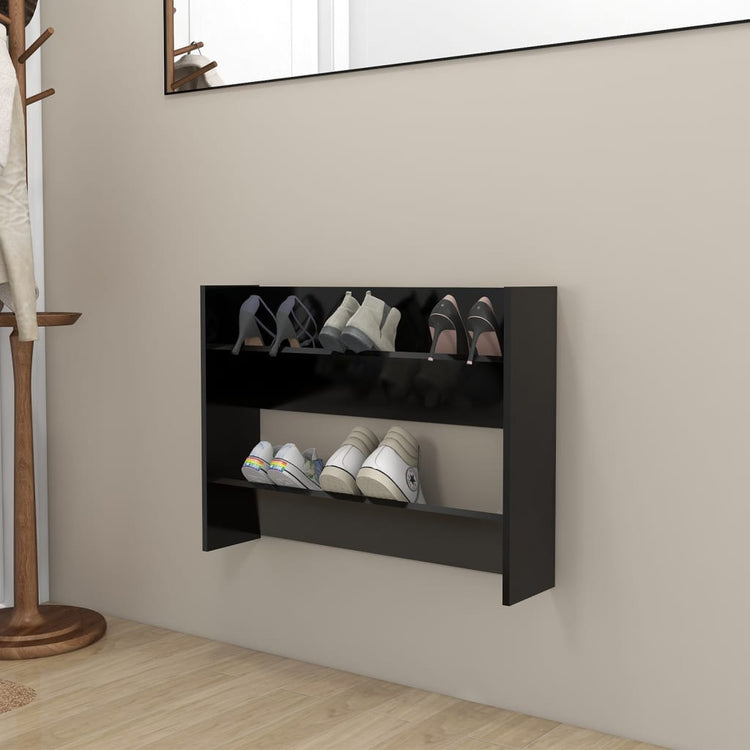Vidaxl Wandschuhschrank 80x18x60 cm propertiertes Holzschwarz